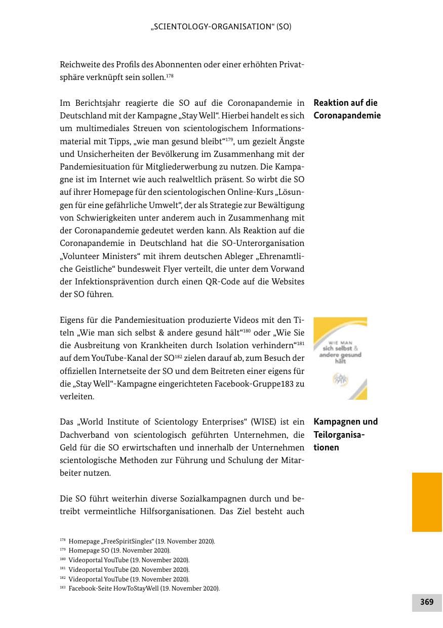 Seite 369 des Verfassungsschutzbericht 2020 Bund