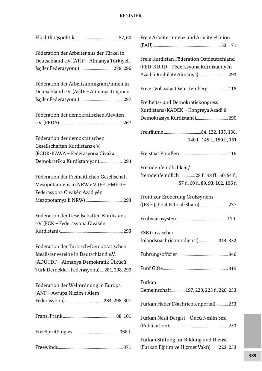 Seite 389 des Verfassungsschutzbericht 2020 Bund
