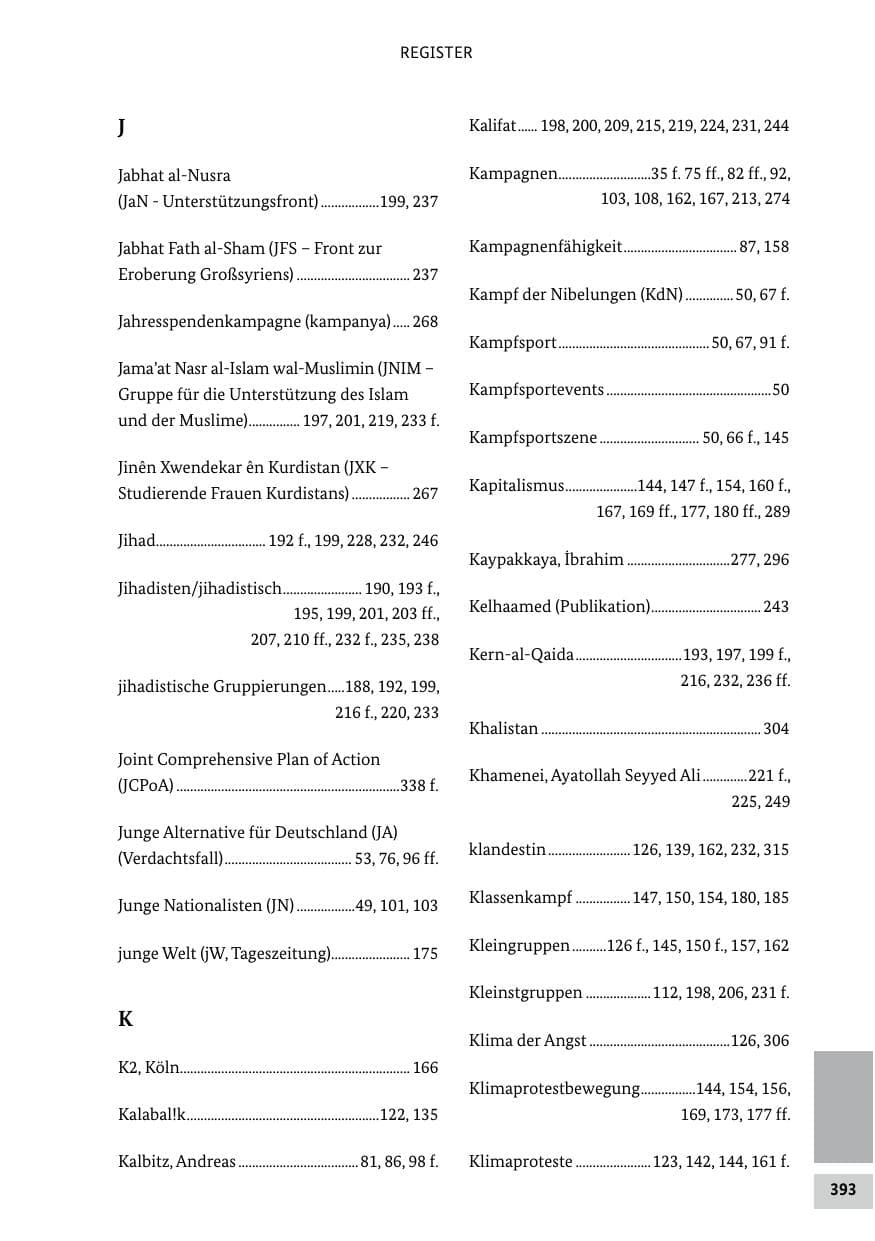Seite 393 des Verfassungsschutzbericht 2020 Bund