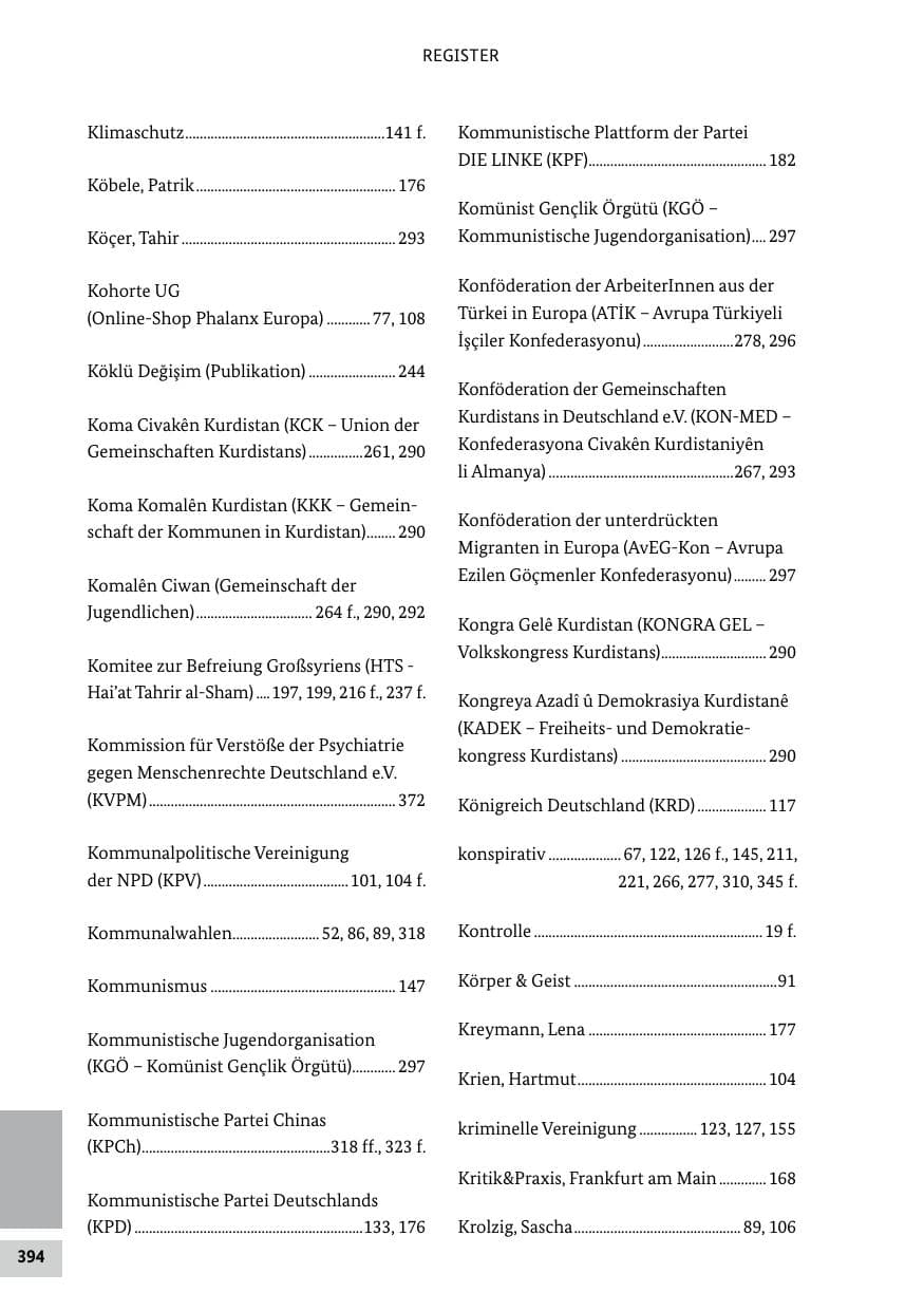 Seite 394 des Verfassungsschutzbericht 2020 Bund