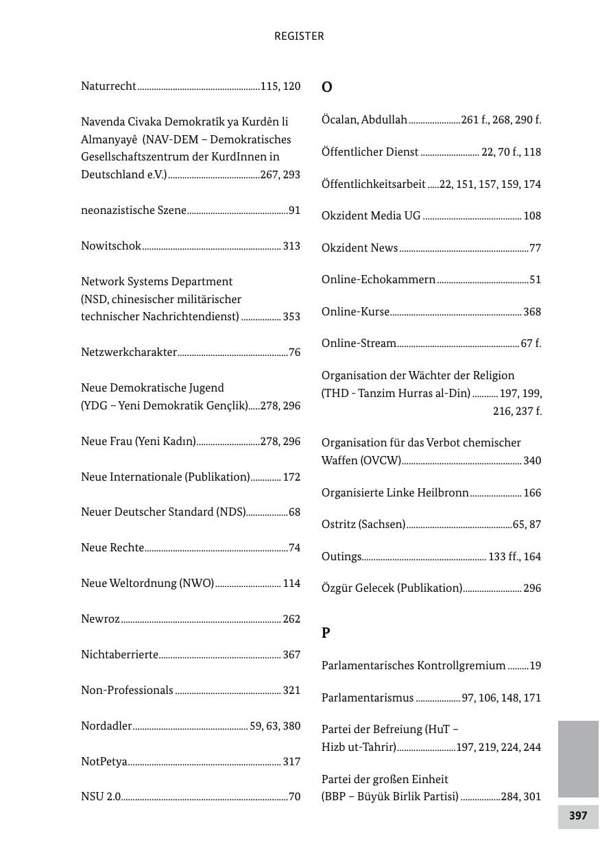 Seite 397 des Verfassungsschutzbericht 2020 Bund