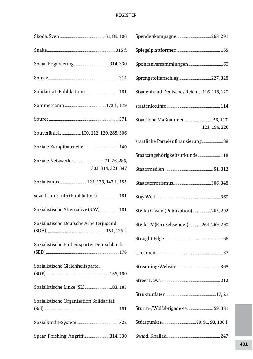 Seite 401 des Verfassungsschutzbericht 2020 Bund
