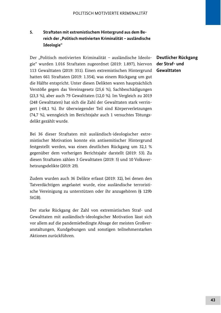 Seite 43 des Verfassungsschutzbericht 2020 Bund