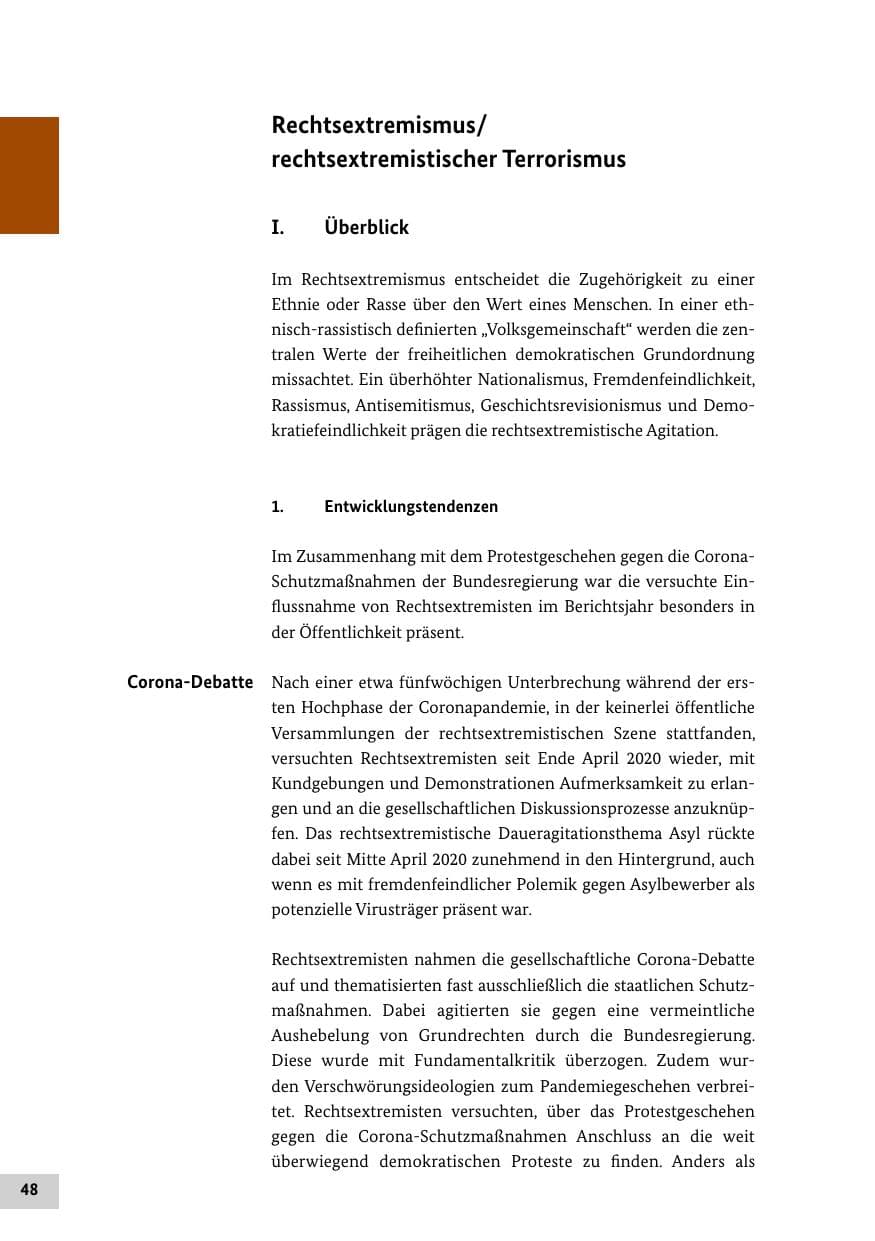 Seite 48 des Verfassungsschutzbericht 2020 Bund