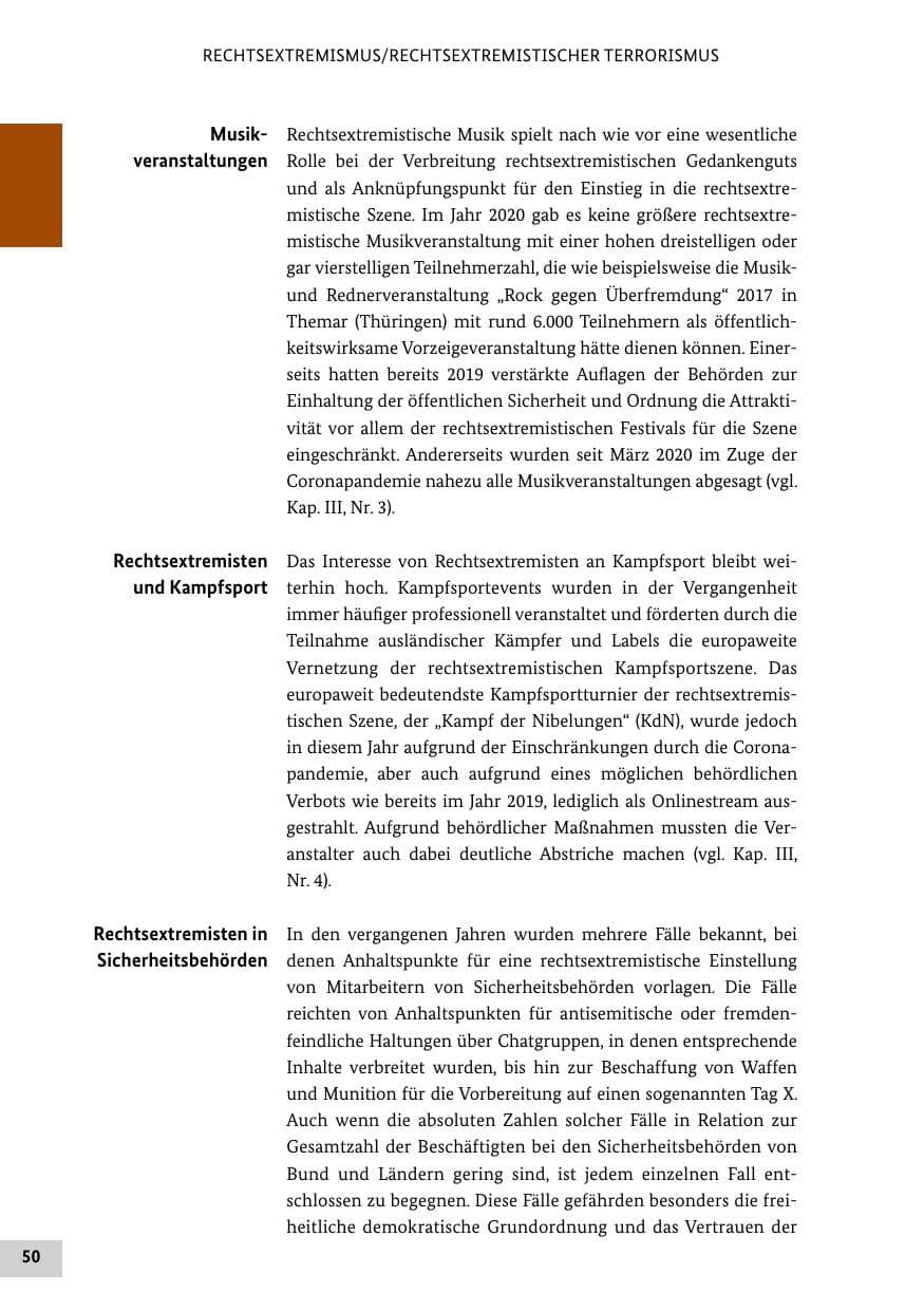 Seite 50 des Verfassungsschutzbericht 2020 Bund