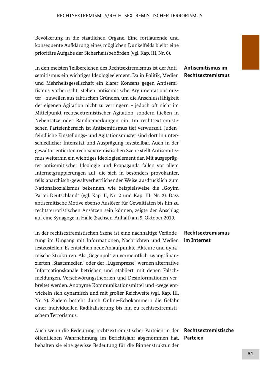Seite 51 des Verfassungsschutzbericht 2020 Bund