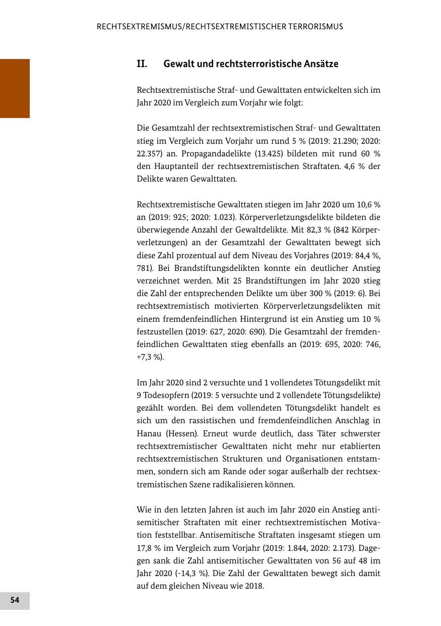 Seite 54 des Verfassungsschutzbericht 2020 Bund