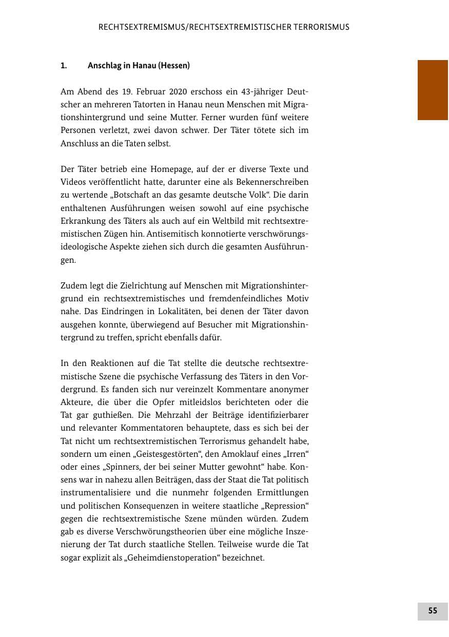 Seite 55 des Verfassungsschutzbericht 2020 Bund