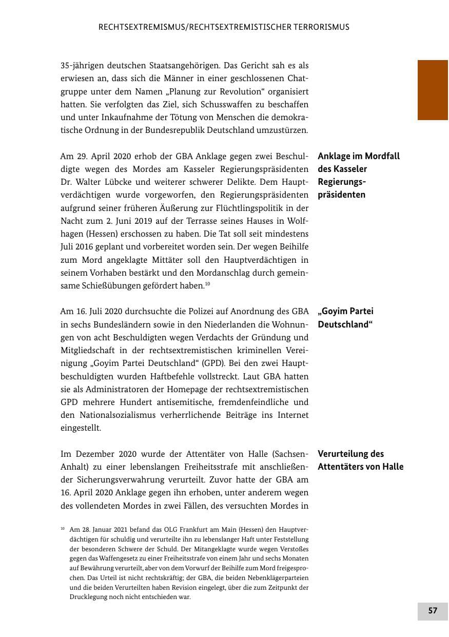 Seite 57 des Verfassungsschutzbericht 2020 Bund