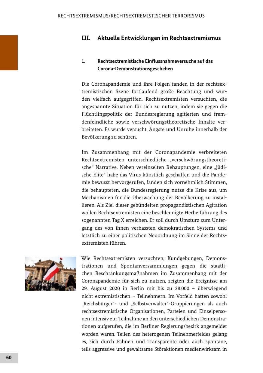 Seite 60 des Verfassungsschutzbericht 2020 Bund