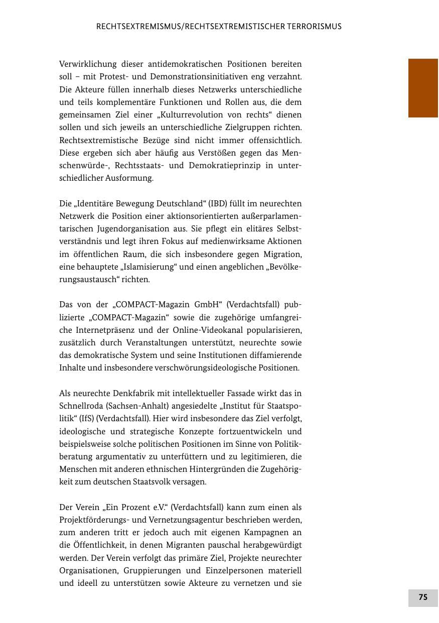 Seite 75 des Verfassungsschutzbericht 2020 Bund