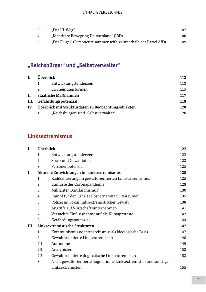 Seite 9 des Verfassungsschutzbericht 2020 Bund
