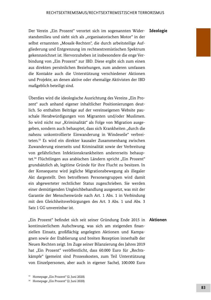 Seite 83 des Verfassungsschutzbericht 2020 Bund