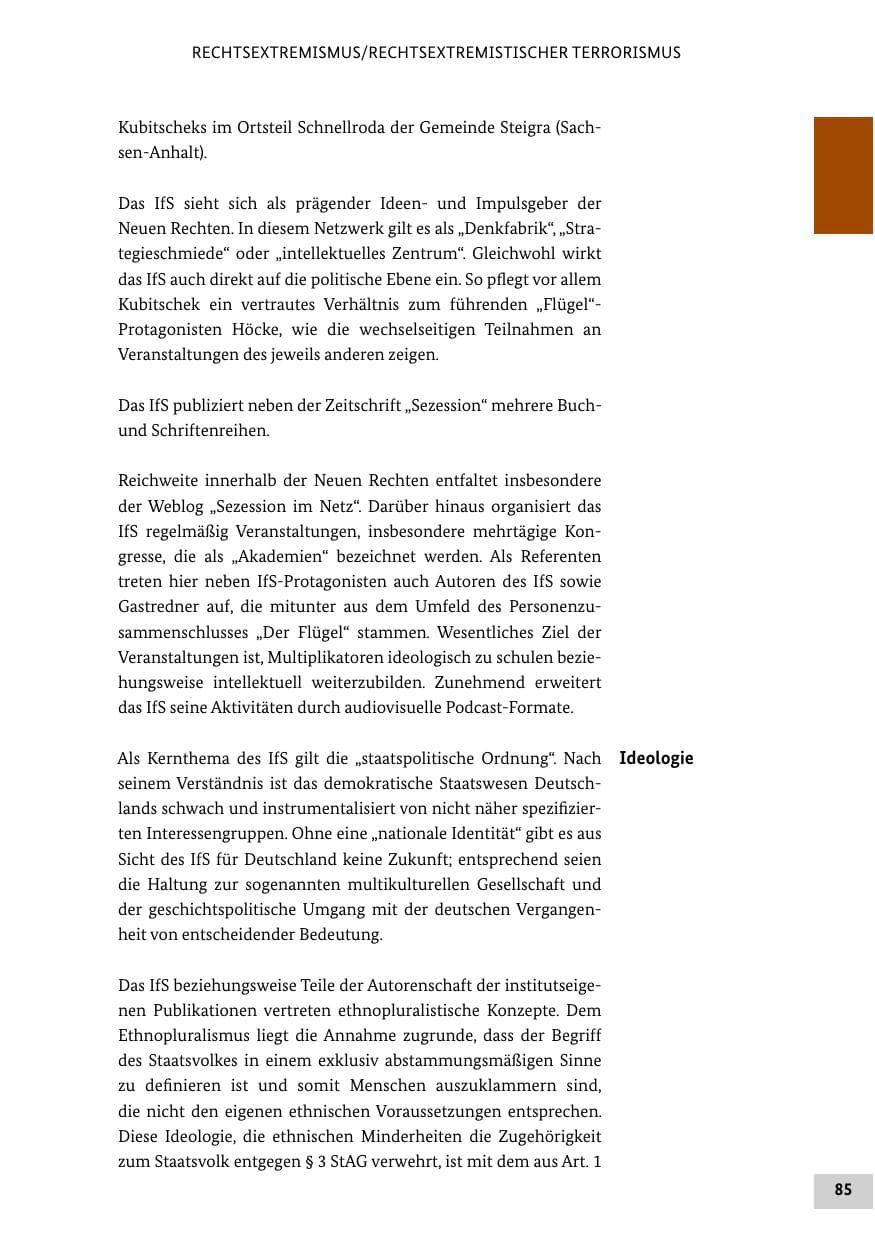 Seite 85 des Verfassungsschutzbericht 2020 Bund