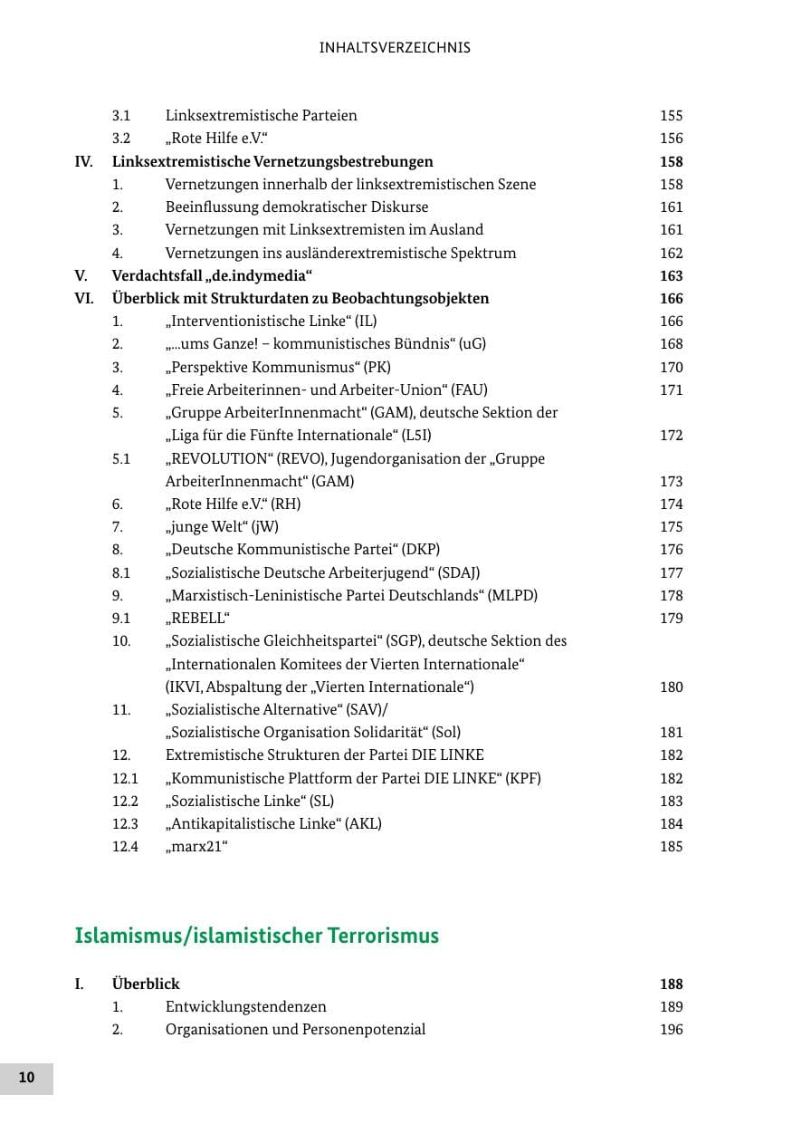 Seite 10 des Verfassungsschutzbericht 2020 Bund