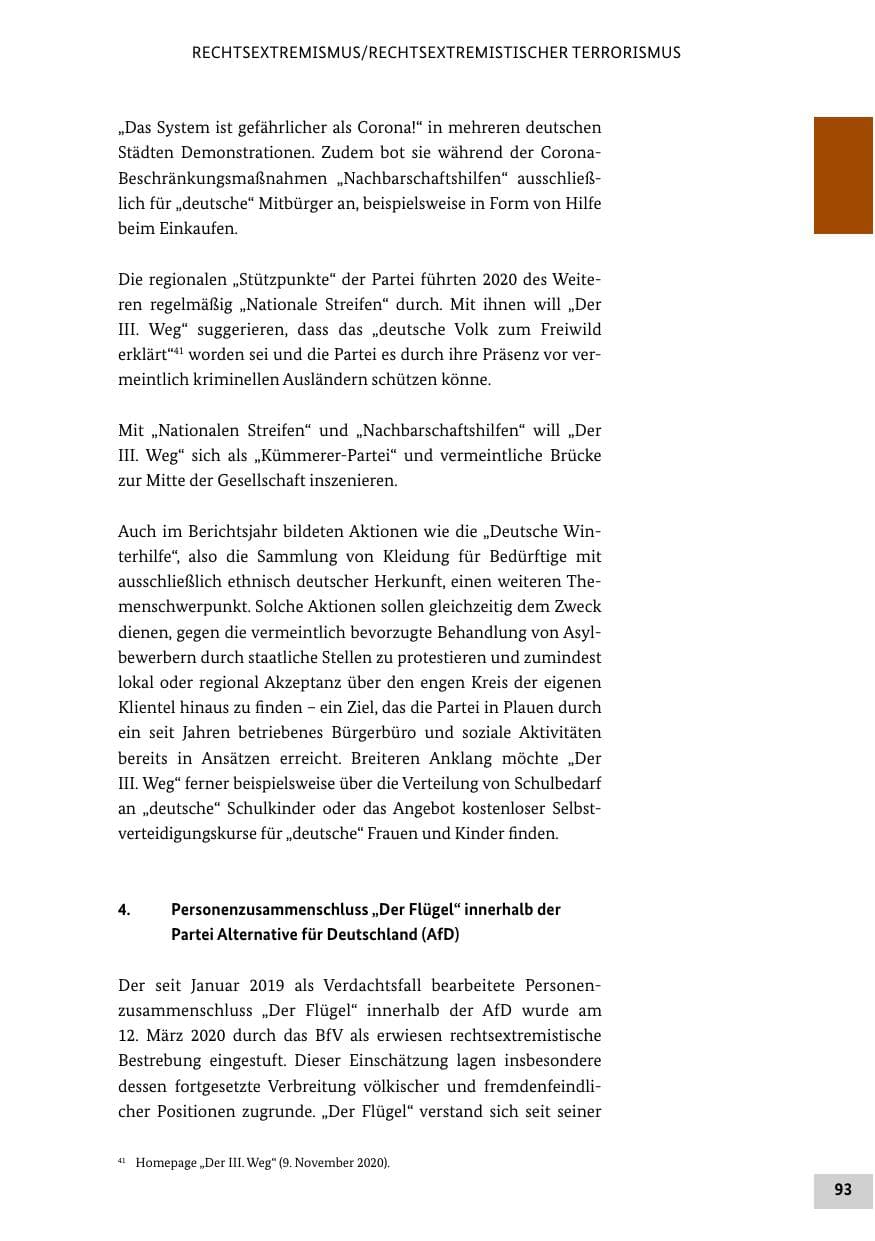 Seite 93 des Verfassungsschutzbericht 2020 Bund