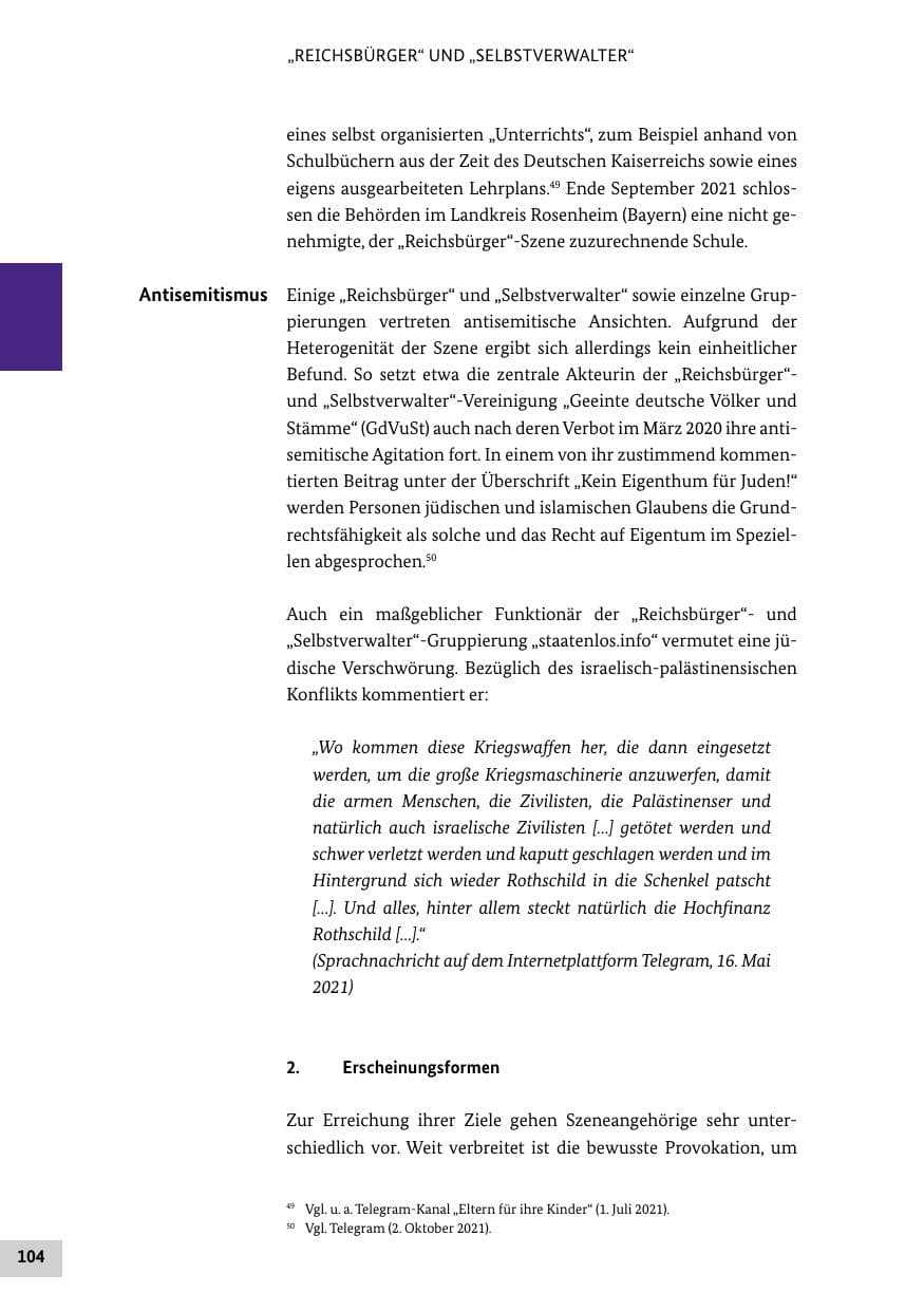 Seite 104 des Verfassungsschutzbericht 2021 Bund