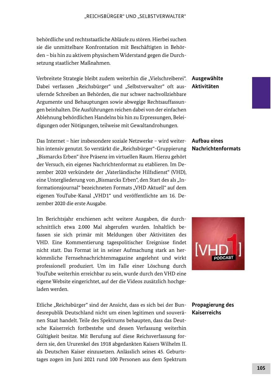Seite 105 des Verfassungsschutzbericht 2021 Bund