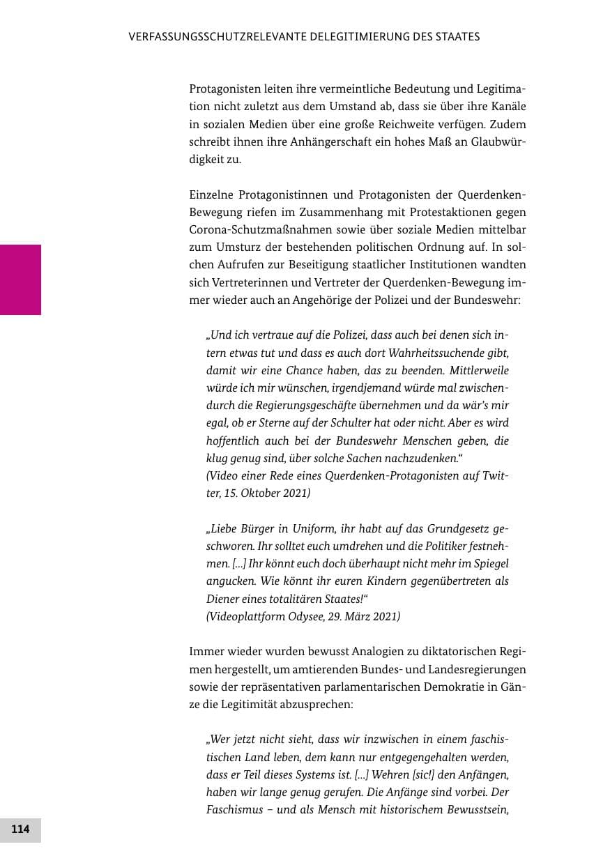 Seite 114 des Verfassungsschutzbericht 2021 Bund