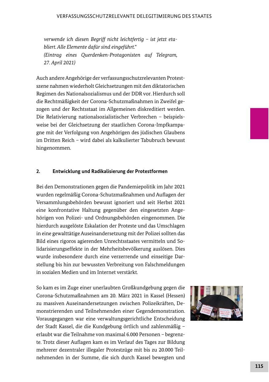 Seite 115 des Verfassungsschutzbericht 2021 Bund