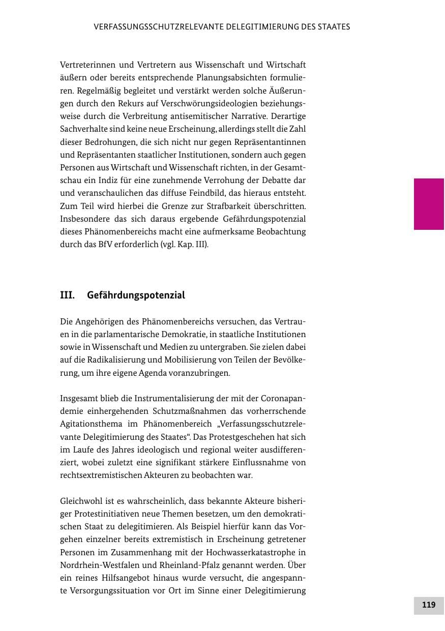 Seite 119 des Verfassungsschutzbericht 2021 Bund