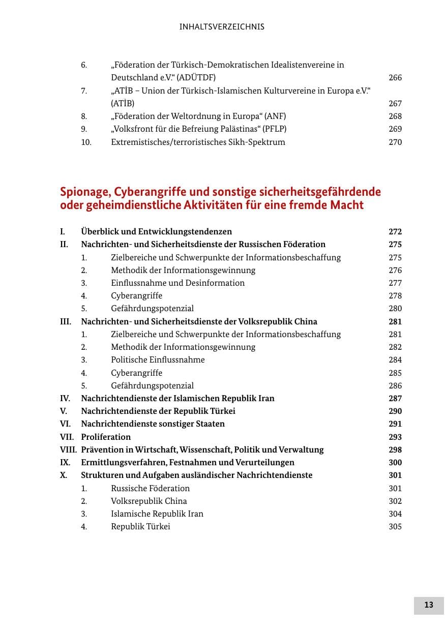 Seite 13 des Verfassungsschutzbericht 2021 Bund