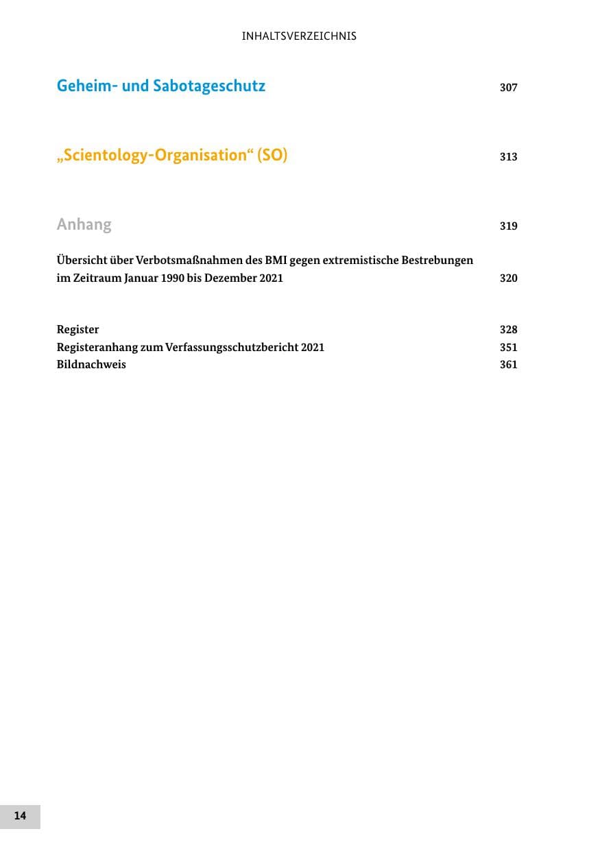 Seite 14 des Verfassungsschutzbericht 2021 Bund
