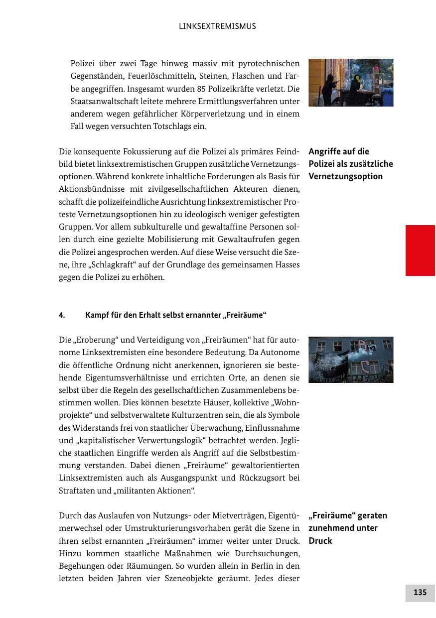 Seite 135 des Verfassungsschutzbericht 2021 Bund