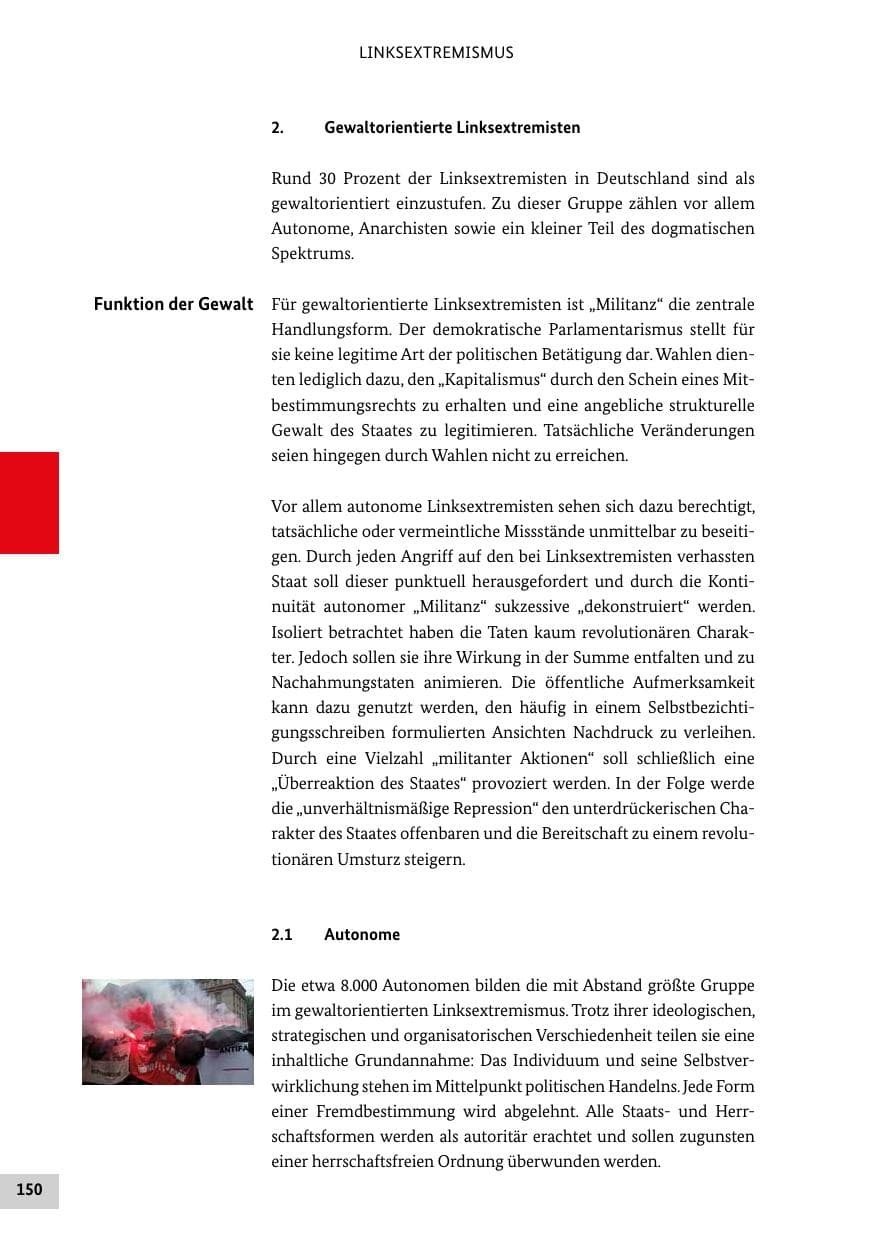 Seite 150 des Verfassungsschutzbericht 2021 Bund