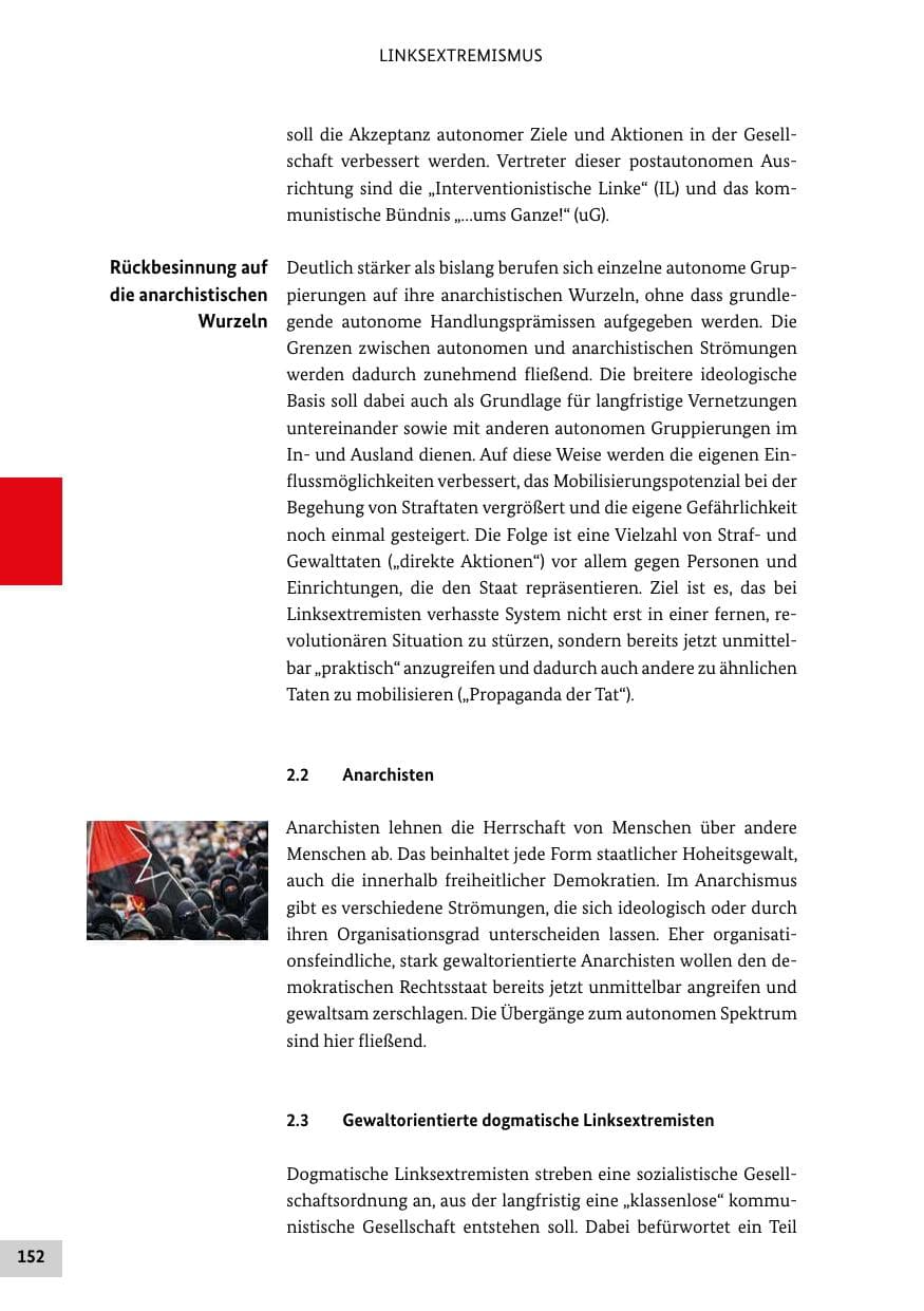 Seite 152 des Verfassungsschutzbericht 2021 Bund