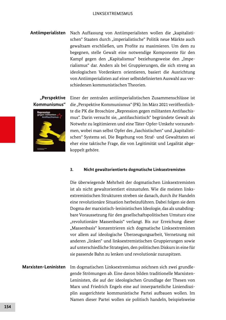 Seite 154 des Verfassungsschutzbericht 2021 Bund