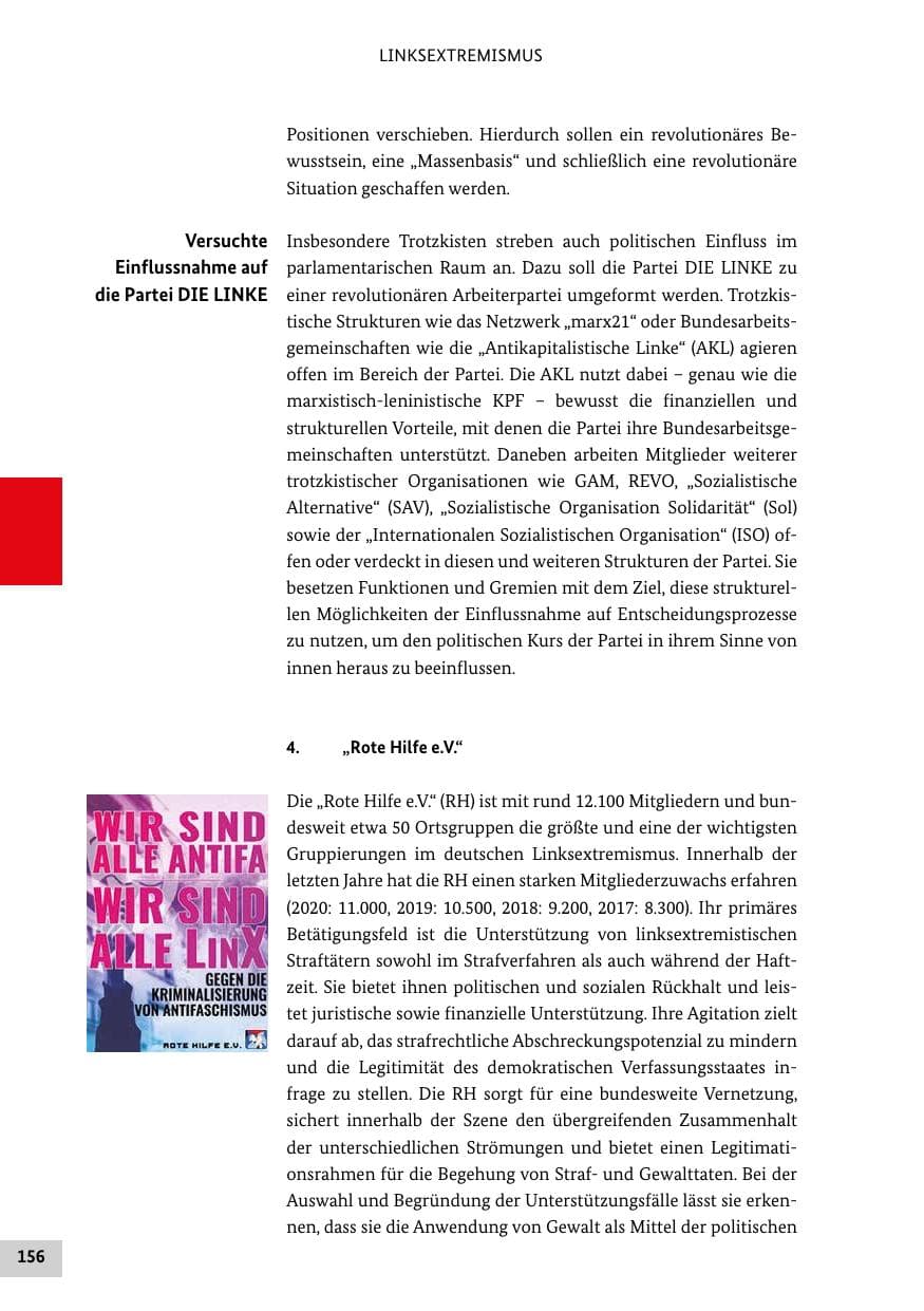 Seite 156 des Verfassungsschutzbericht 2021 Bund