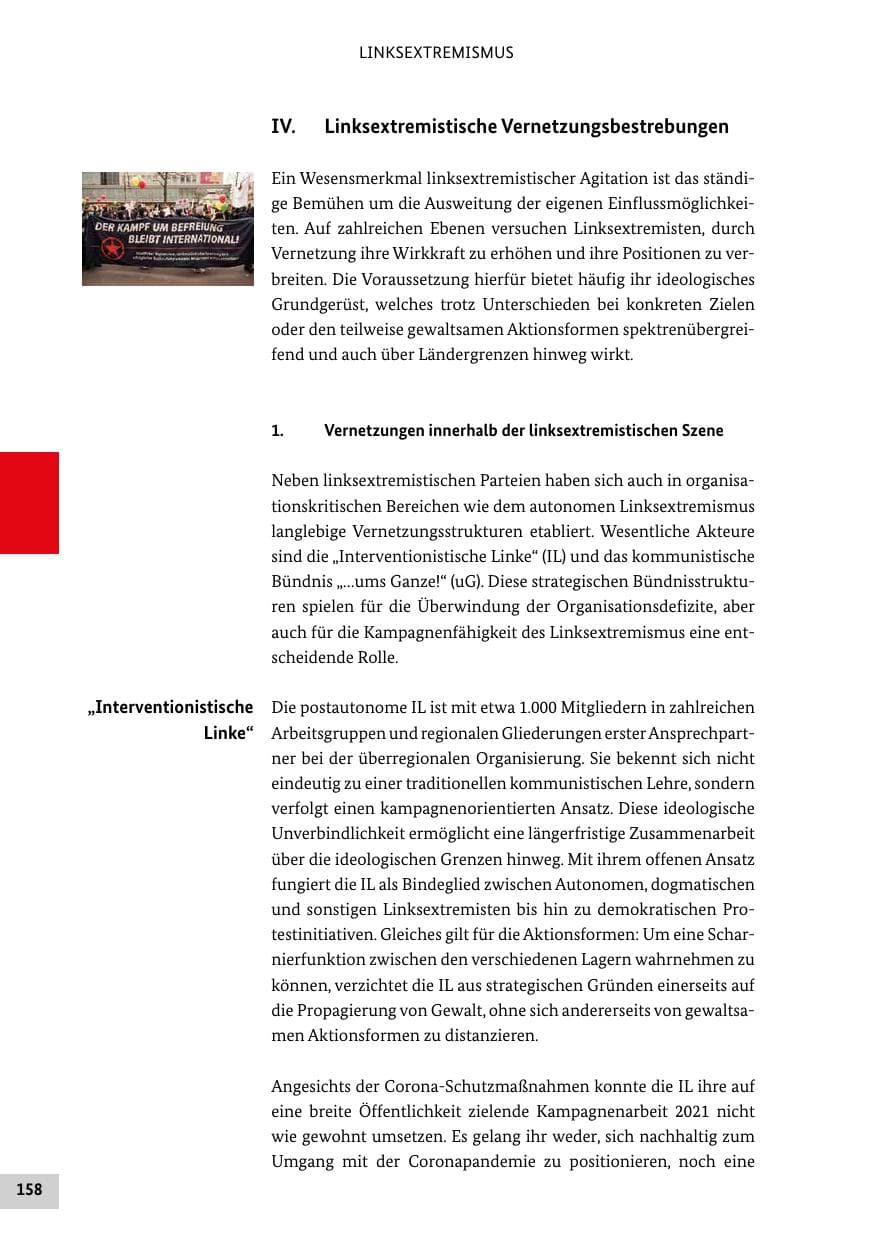 Seite 158 des Verfassungsschutzbericht 2021 Bund