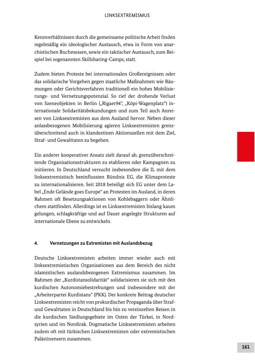 Seite 161 des Verfassungsschutzbericht 2021 Bund