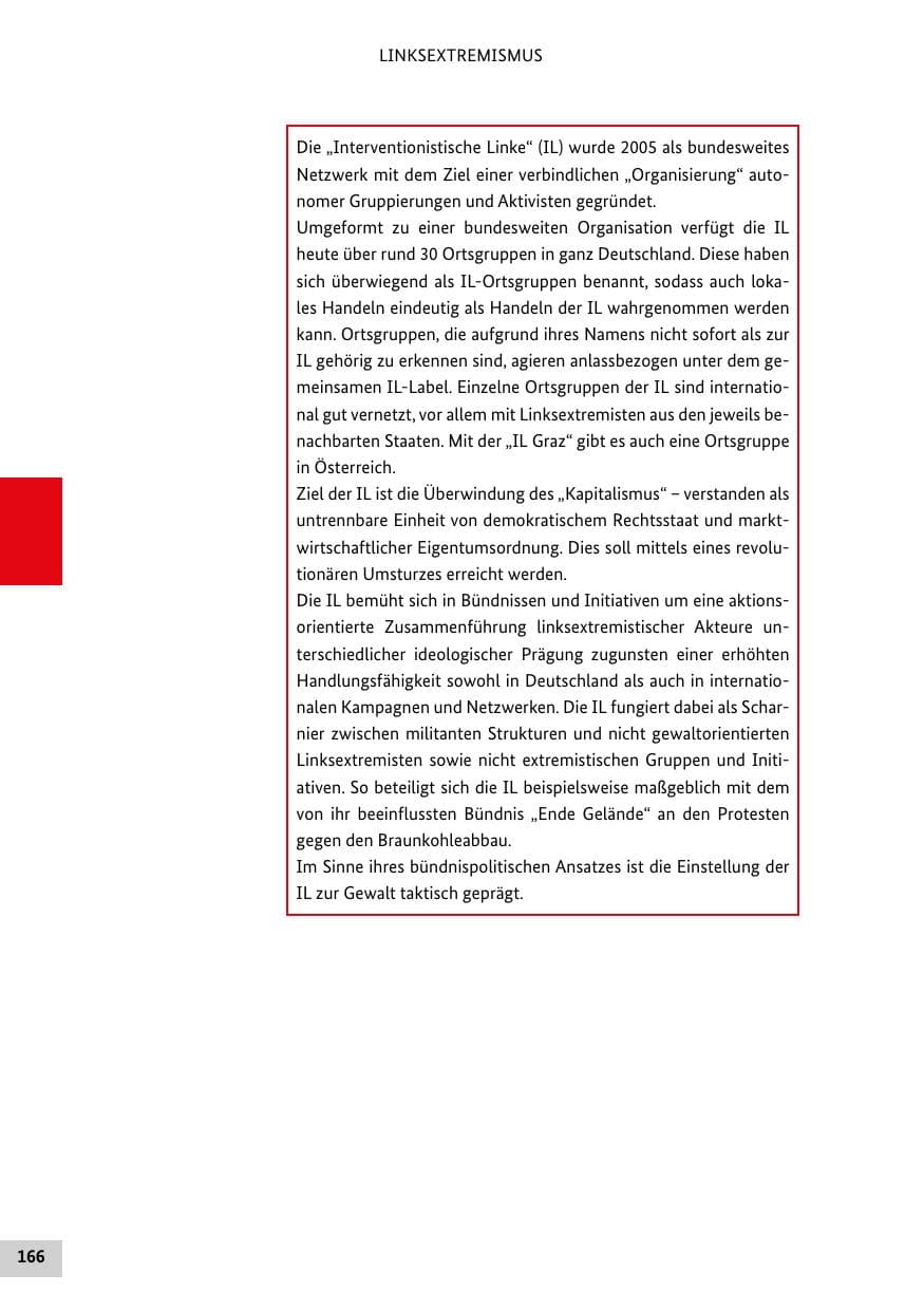 Seite 166 des Verfassungsschutzbericht 2021 Bund