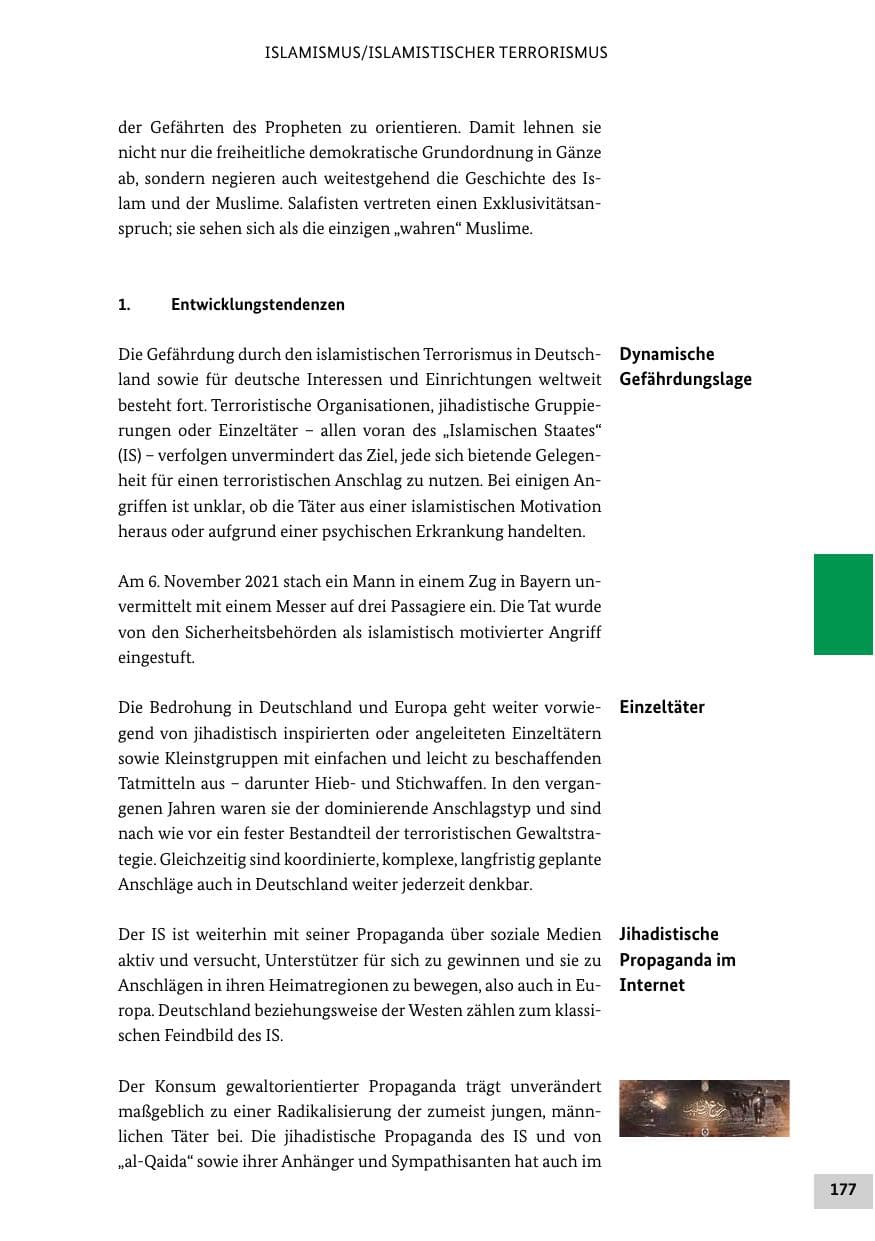 Seite 177 des Verfassungsschutzbericht 2021 Bund