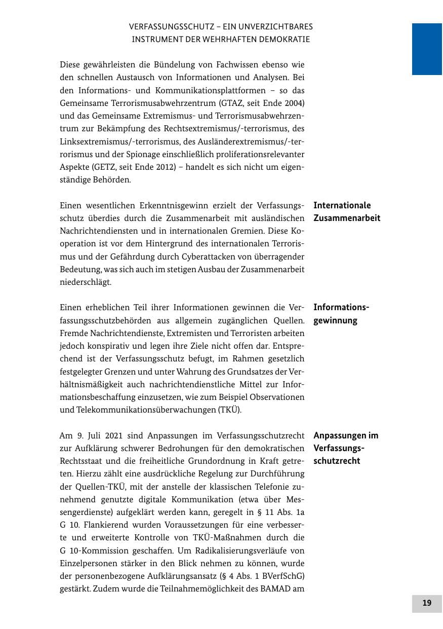 Seite 19 des Verfassungsschutzbericht 2021 Bund