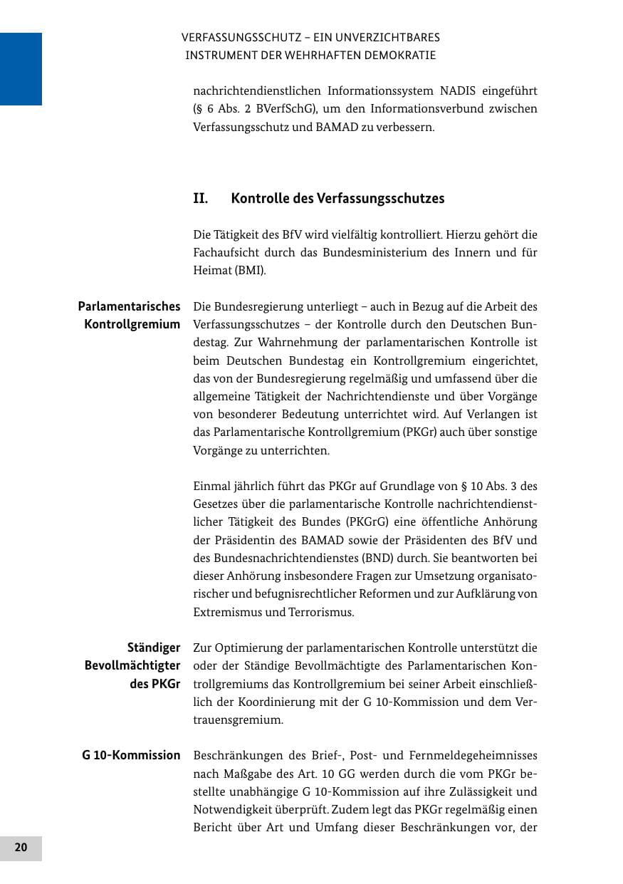 Seite 20 des Verfassungsschutzbericht 2021 Bund