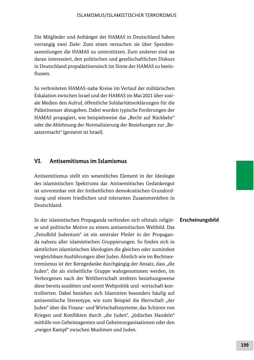 Seite 199 des Verfassungsschutzbericht 2021 Bund