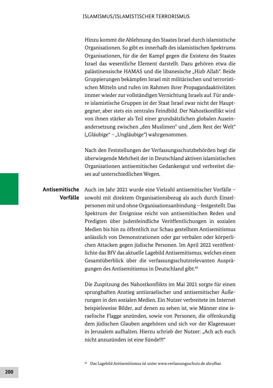 Seite 200 des Verfassungsschutzbericht 2021 Bund