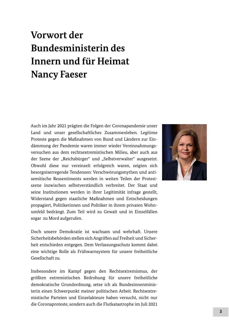 Seite 3 des Verfassungsschutzbericht 2021 Bund