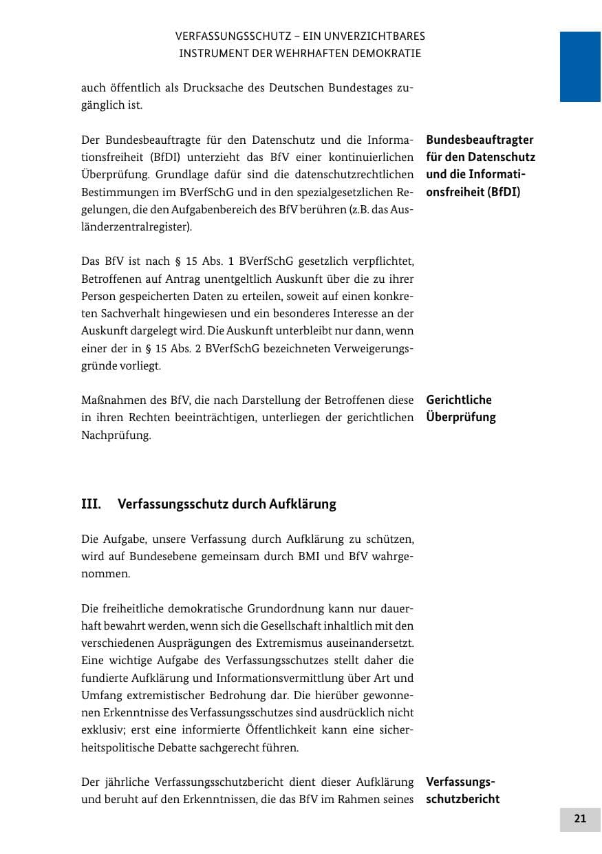 Seite 21 des Verfassungsschutzbericht 2021 Bund