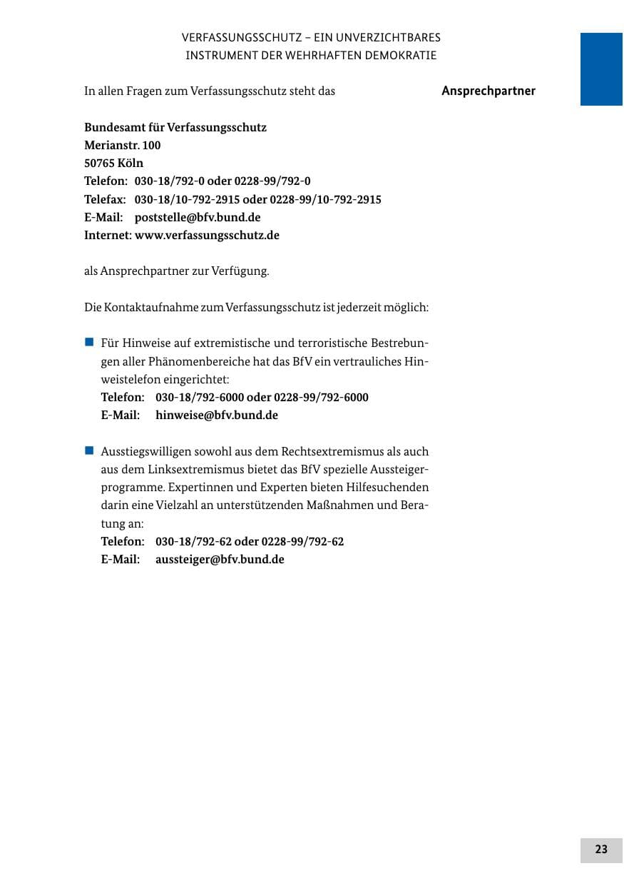 Seite 23 des Verfassungsschutzbericht 2021 Bund