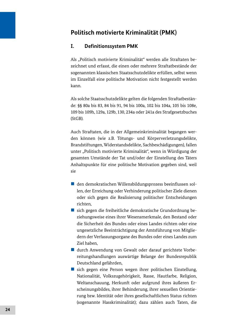 Seite 24 des Verfassungsschutzbericht 2021 Bund