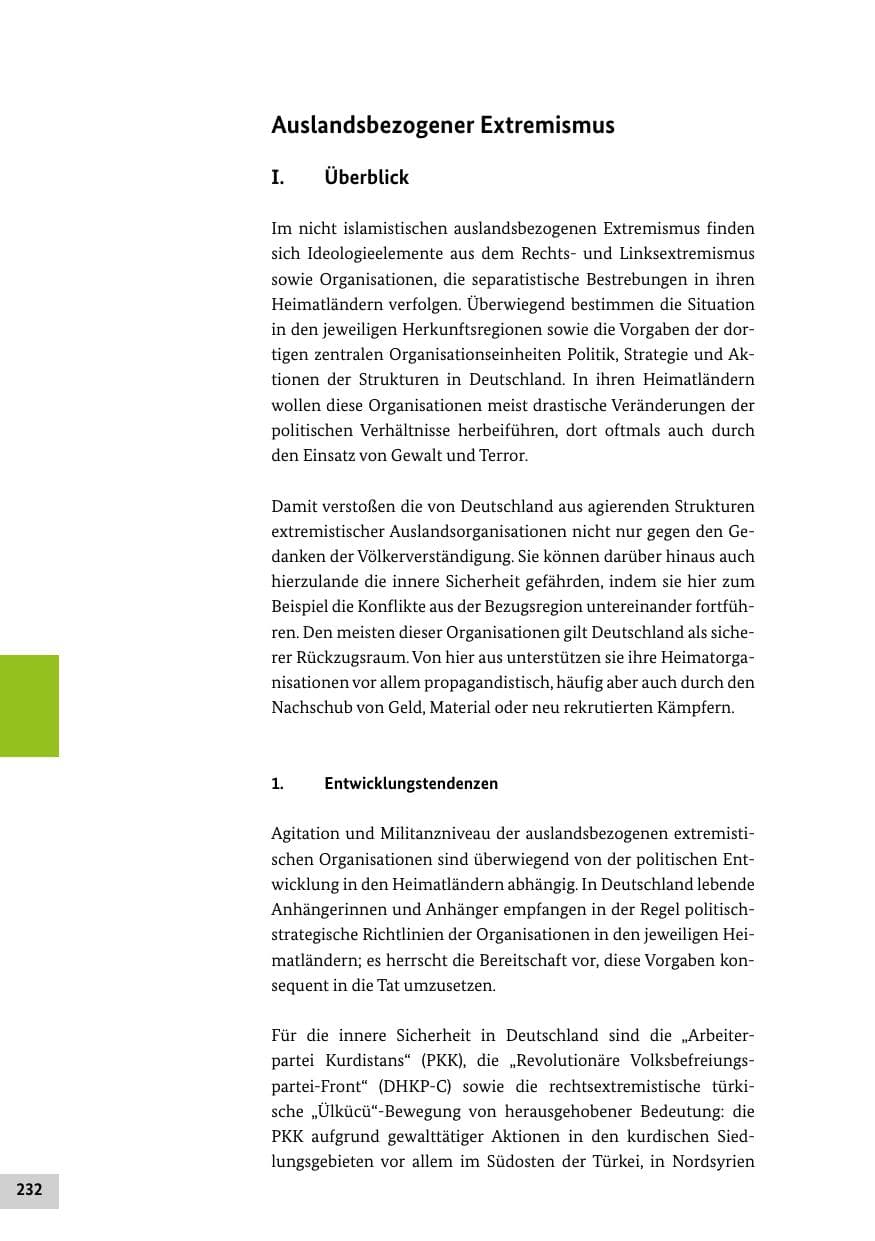 Seite 232 des Verfassungsschutzbericht 2021 Bund