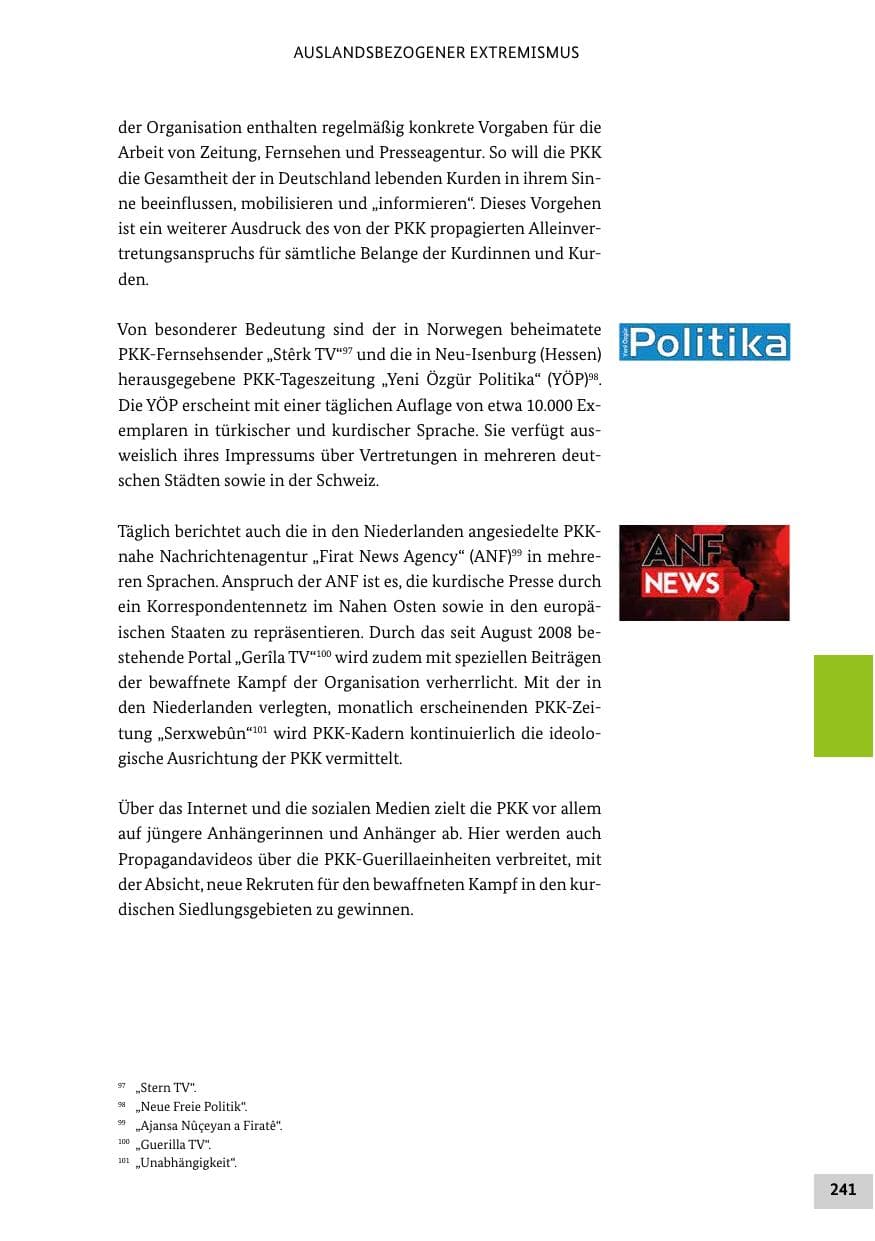 Seite 241 des Verfassungsschutzbericht 2021 Bund