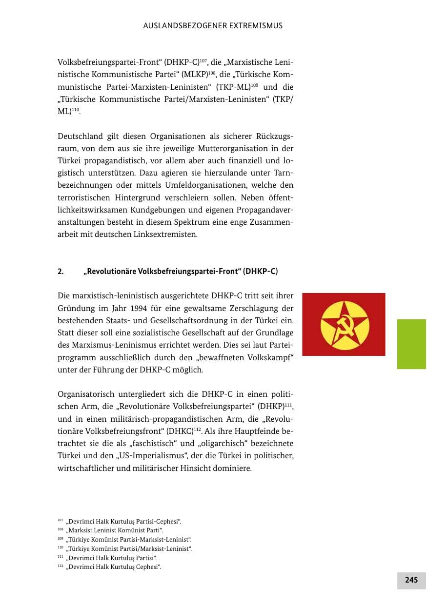 Seite 245 des Verfassungsschutzbericht 2021 Bund