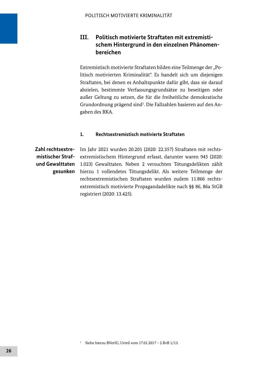 Seite 26 des Verfassungsschutzbericht 2021 Bund