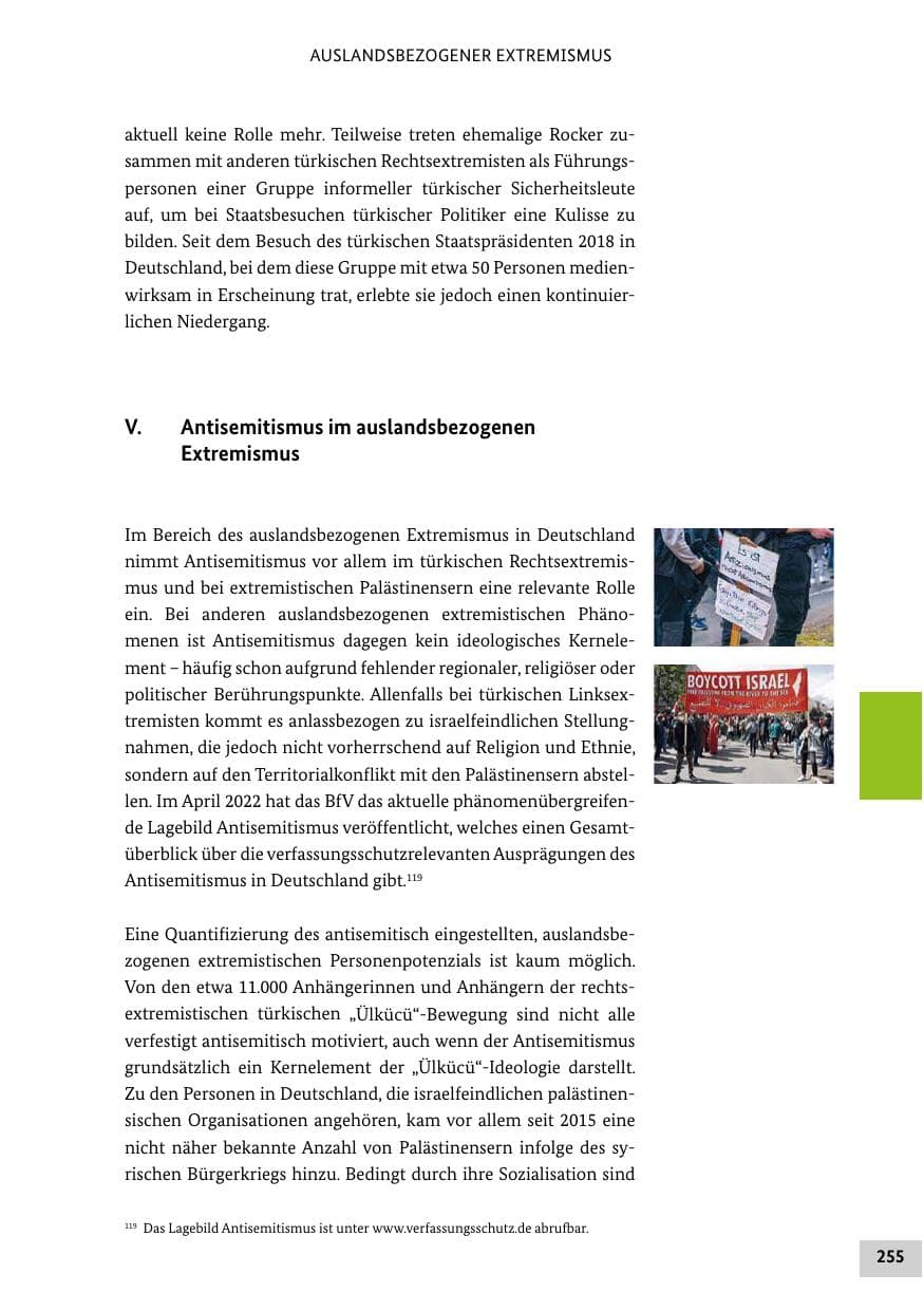 Seite 255 des Verfassungsschutzbericht 2021 Bund