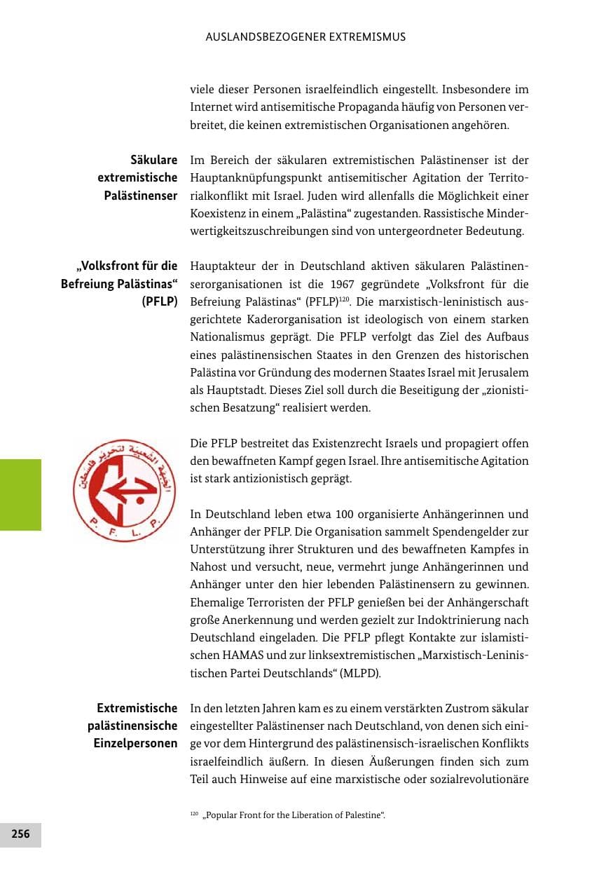 Seite 256 des Verfassungsschutzbericht 2021 Bund